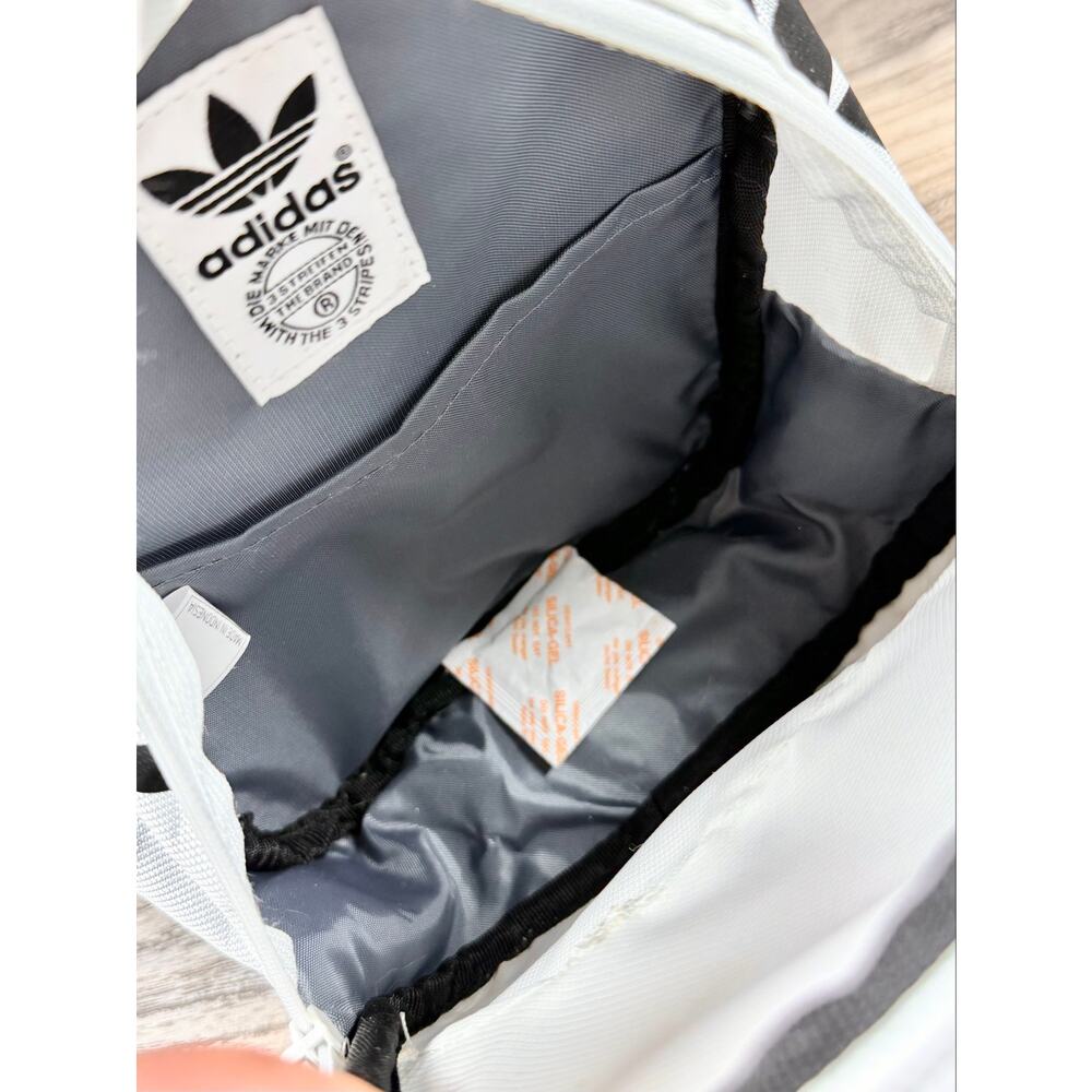 NWOT Adidas Originals Santiago Mini Backpack White Black Trefoil Logo - Picture 11 of 14